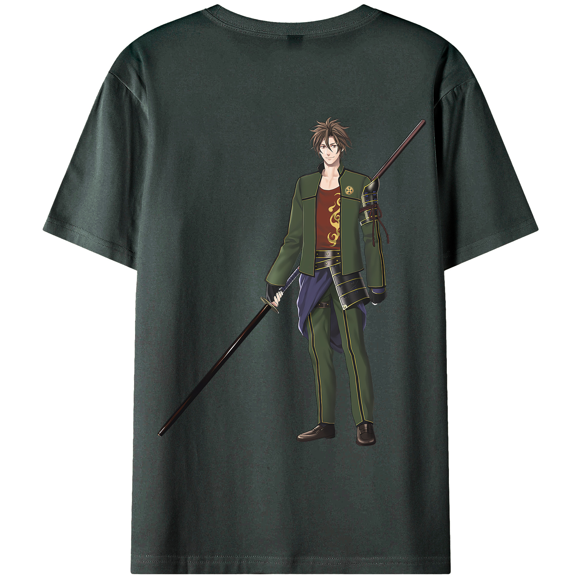 （画像用） 刀剣乱舞 Touken Ranbu 綿100％ メンズ半袖Tシャツ（バックプリント） 通気性
